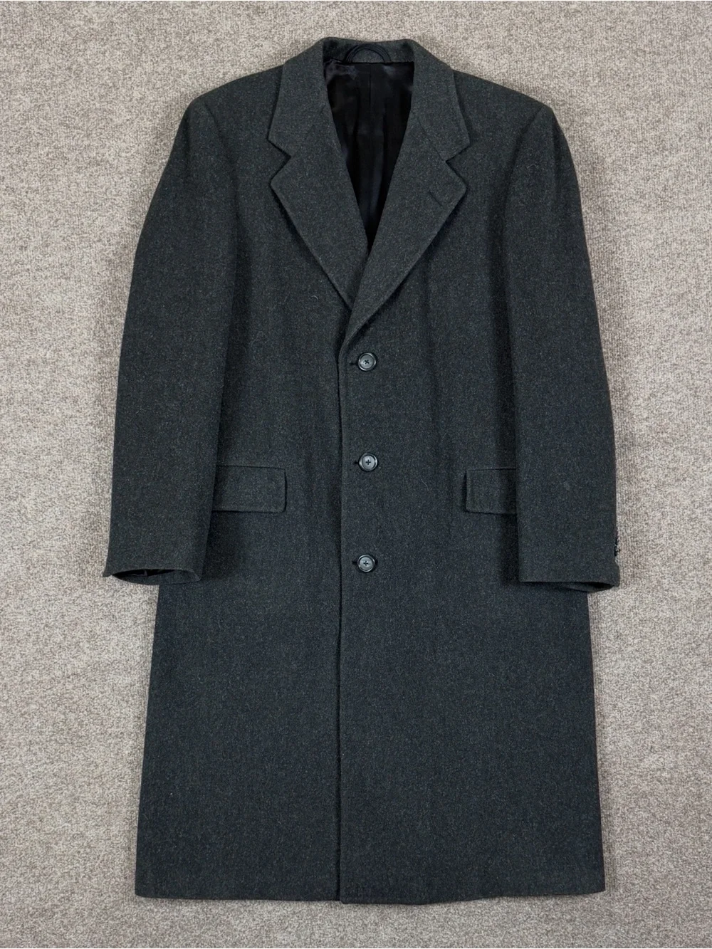 Vintage Hart Schaffner & Marx Grey Long Wool Overcoat Men’s Large Winter Coat